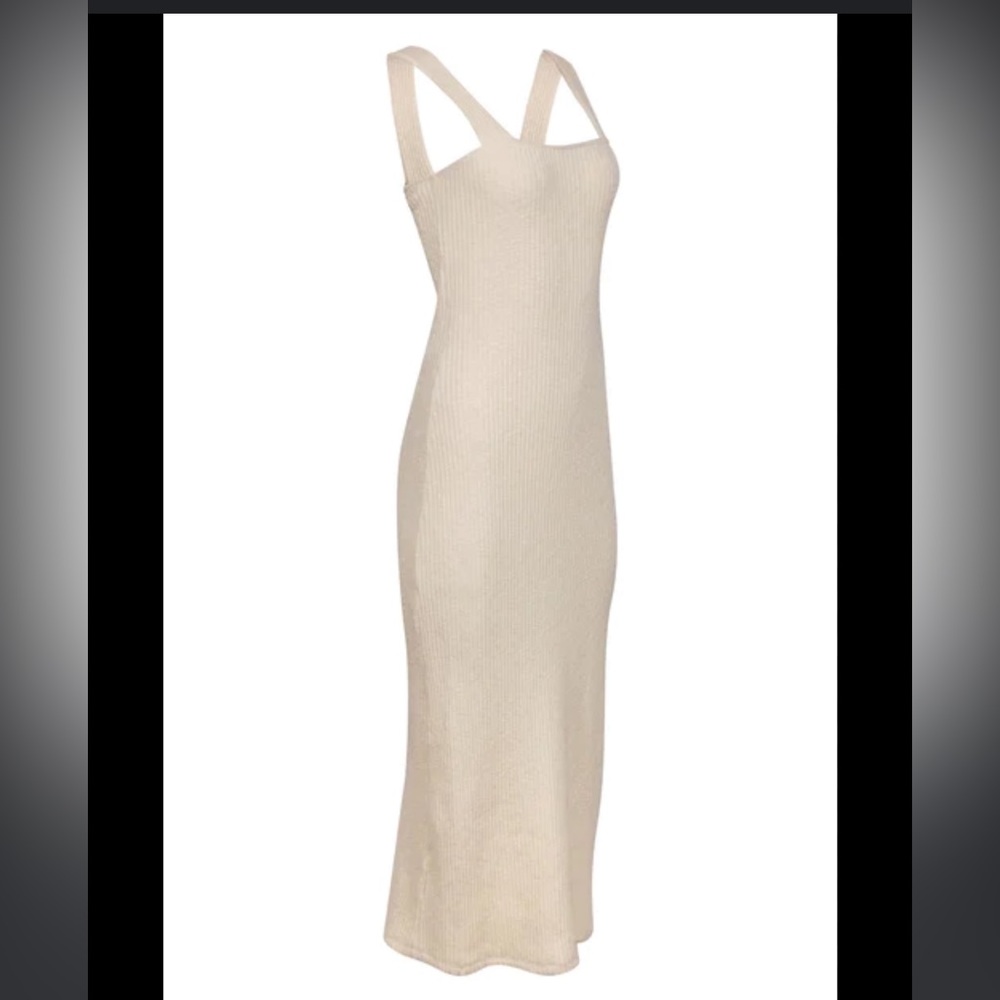 Rachel Pally cream ribbed knit tank maxi dress